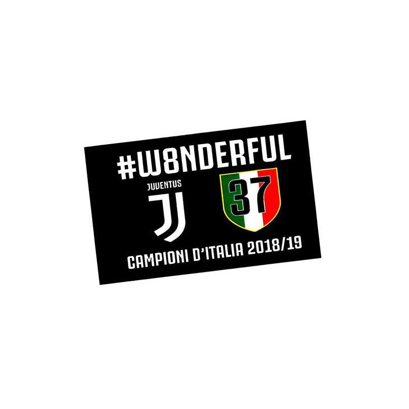 JUVENTUS F.C.Bandiera Juventus 37 Campioni d'Italia Prodotto Ufficiale 2019  Nera Scudetto n°37 100 x 140